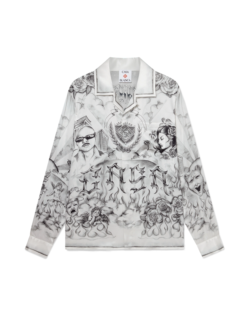 Tattoo Long Sleeve Silk Shirt