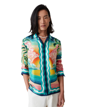 Danse De La Mer Long Sleeve Silk Shirt