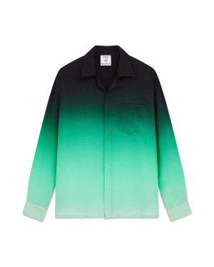 Gradient Ping Pong Jacquard Long Sleeve Silk Shirt