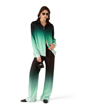 Gradient Ping Pong Jacquard Long Sleeve Silk Shirt