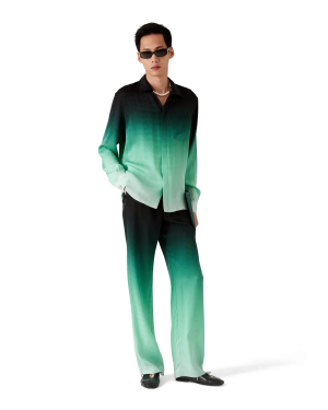 Gradient Ping Pong Jacquard Long Sleeve Silk Shirt