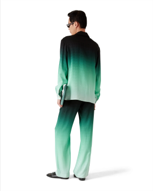 Gradient Ping Pong Jacquard Long Sleeve Silk Shirt