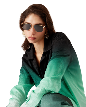 Gradient Ping Pong Jacquard Long Sleeve Silk Shirt