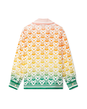 Gradient Heart Monogram Long Sleeve Silk Shirt