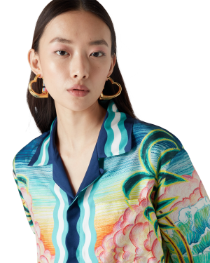 Danse De La Mer Long Sleeve Silk Shirt