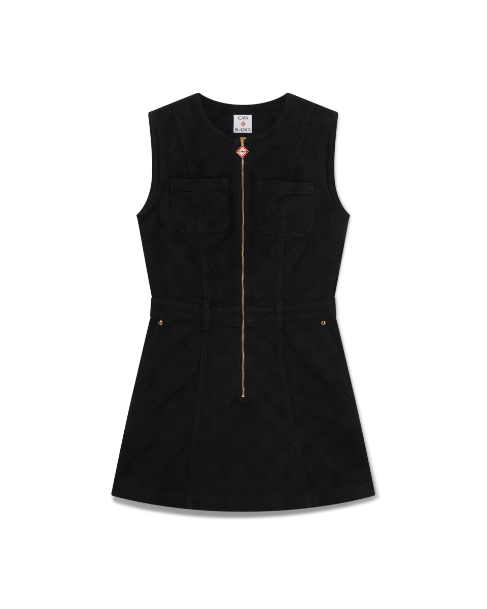 Denim Monogram Zip Dress