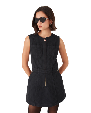 Denim Monogram Zip Dress