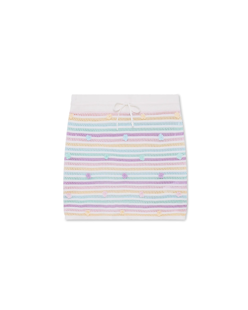 Flower Stripe Cotton Crochet Skirt
