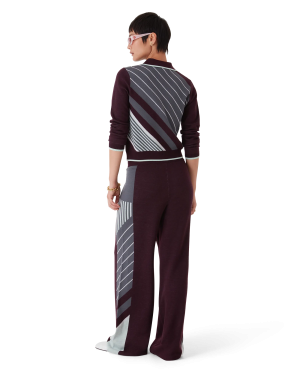 Diagonal Tennis Merino Long Sleeve Polo Shirt