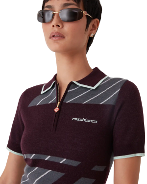 Diagonal Tennis Merino Polo Dress