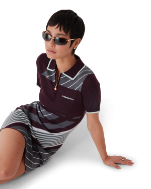 Diagonal Tennis Merino Polo Dress