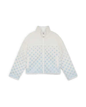 Embroidered Gradient Monogram Cropped Fleece Jacket