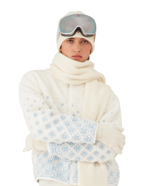 Embroidered Gradient Monogram Cropped Fleece Jacket