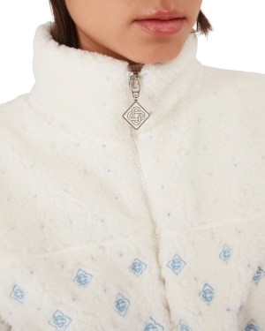 Embroidered Gradient Monogram Cropped Fleece Jacket