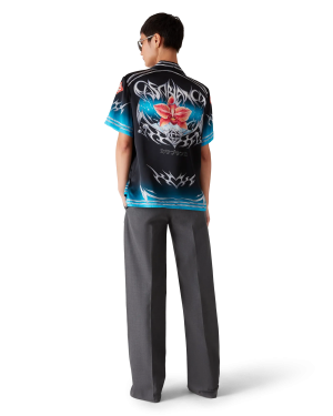 Blades Short Sleeve Silk Satin Shirt