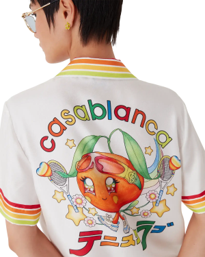 Orange Mascot Short Sleeve Silk Twill Shirt