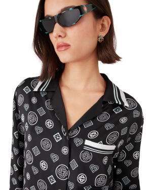 Monogram Pyjama Silk Satin Shirt