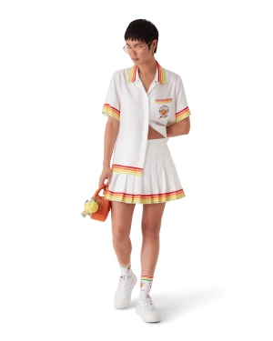 Orange Mascot Pleated Silk Twill Skirt