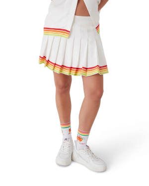 Orange Mascot Pleated Silk Twill Skirt