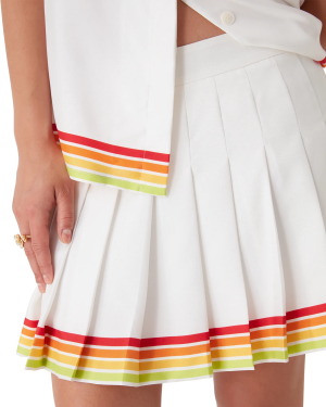 Orange Mascot Pleated Silk Twill Skirt