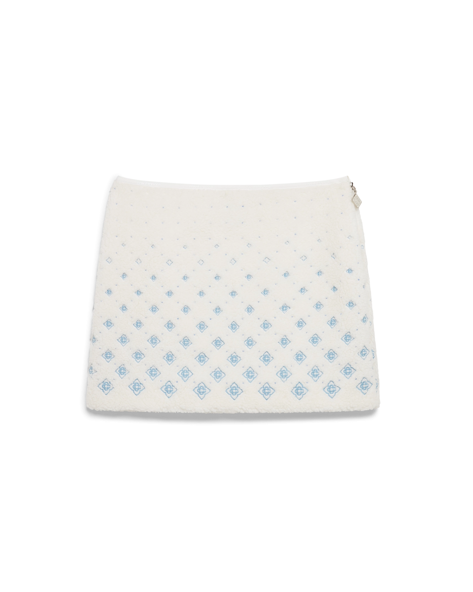 Embroidered Gradient Monogram Fleece Mini Skirt