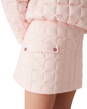 Nylon Quilted Mini Skirt