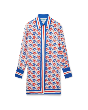 Aviation Houndstooth Printed Button Through Dress