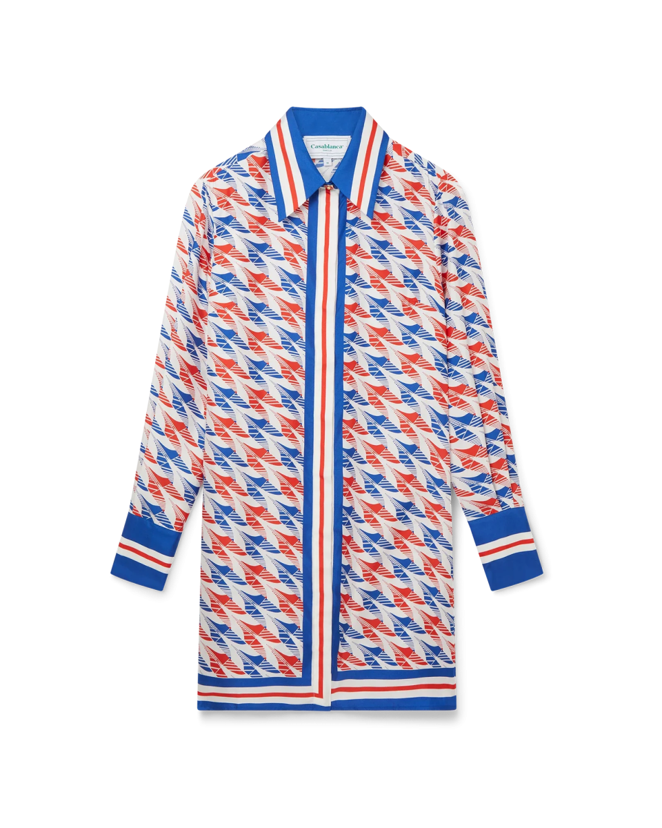 Aviation Houndstooth Printed Button Through Dress