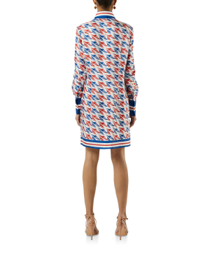 Aviation Houndstooth Printed Button Through Dress