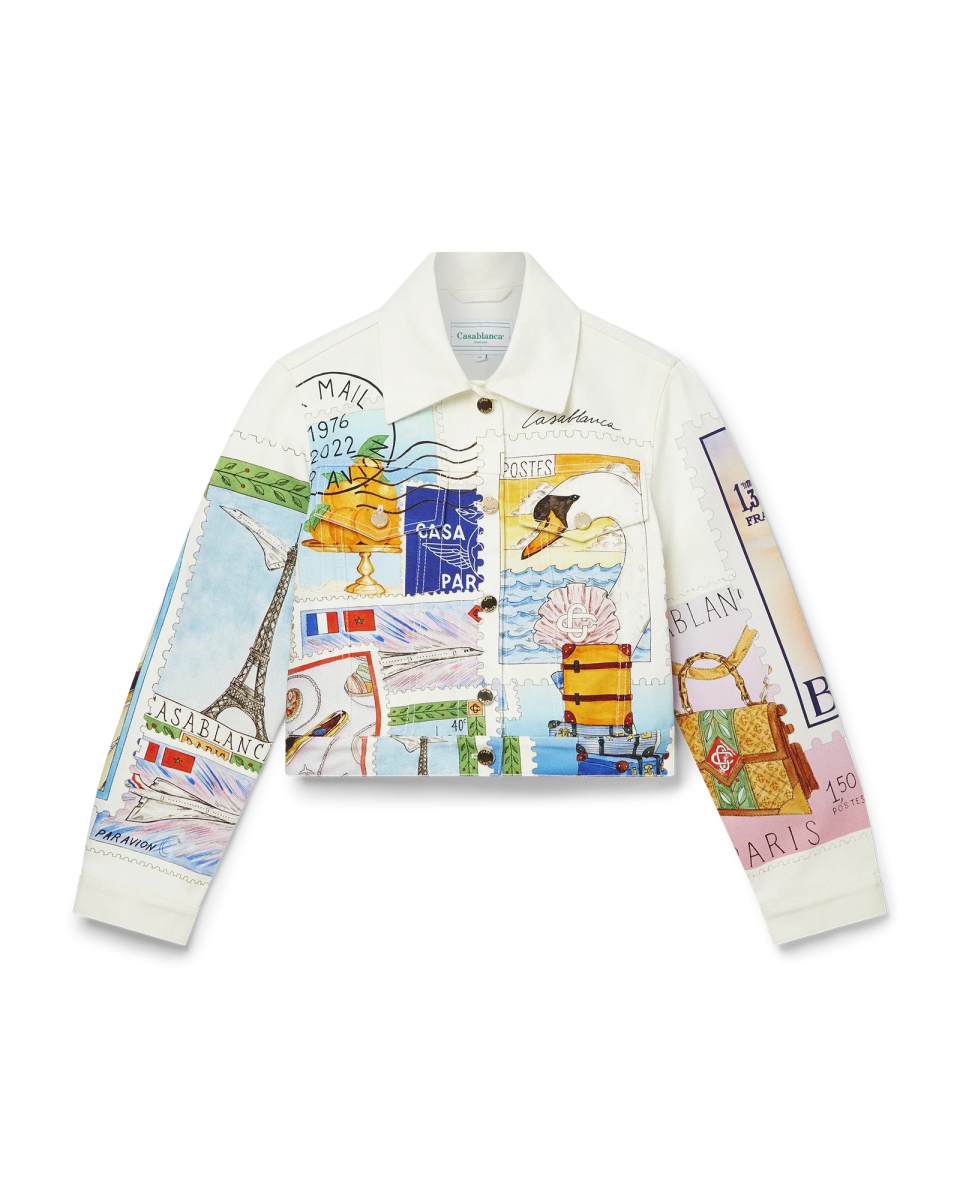 Souvenirs De Vacances Classic Printed Denim Jacket