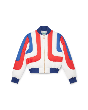 Curve Panel Puffer Bomber Jacket