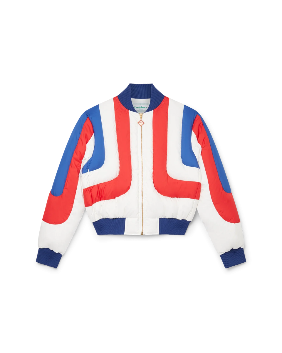 Curve Panel Puffer Bomber Jacket