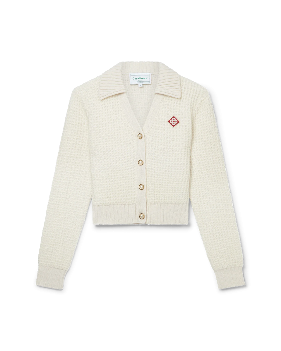 Cropped Waffle Knit Cardigan