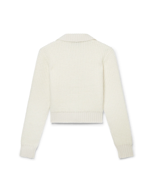 Cropped Waffle Knit Cardigan