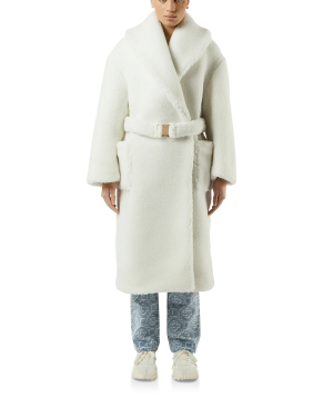 Off-White Faux Shearling Robe Coat