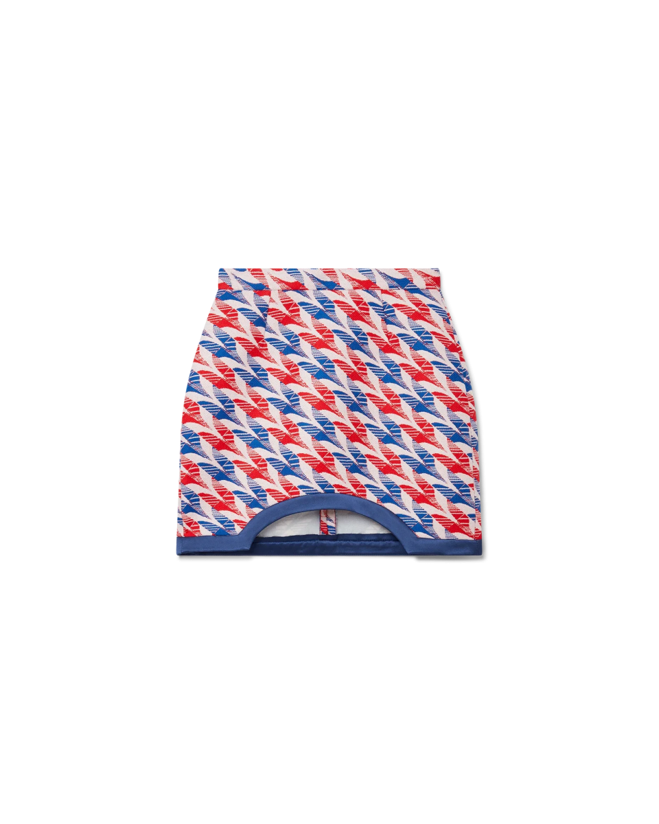 Aviation Houndstooth Curved Hem Mini Skirt