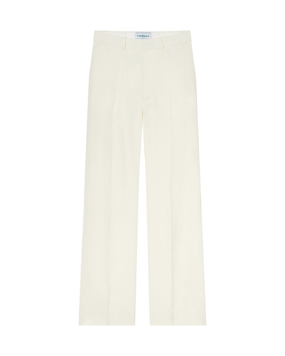 White Wool Tailoring Trousers