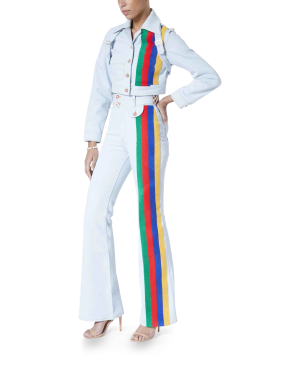 Rainbow Cropped Denim Jacket