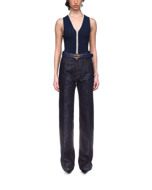 Washed Indigo Silver Lurex Jeans