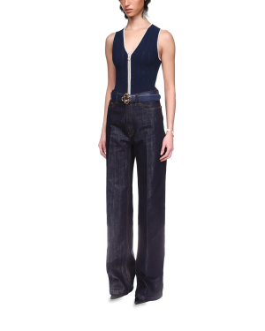 Washed Indigo Silver Lurex Jeans