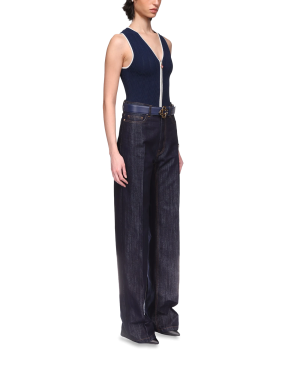 Washed Indigo Silver Lurex Jeans