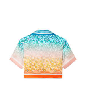 Gradient Monogram Cropped Short Sleeve Silk Shirt