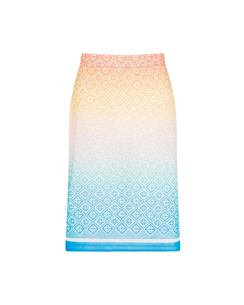 Gradient Monogram Mesh Skirt