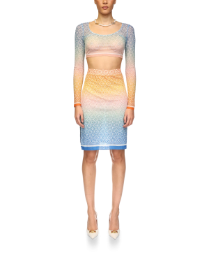Gradient Monogram Mesh Skirt
