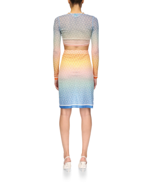 Gradient Monogram Mesh Skirt