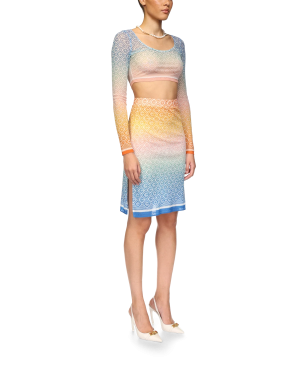 Gradient Monogram Mesh Skirt