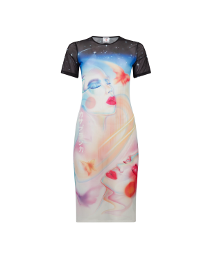 Galactic Connection Mesh Short Sleeve Dress