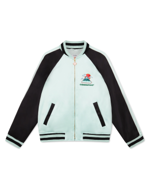 Embroidered Satin Bomber Jacket