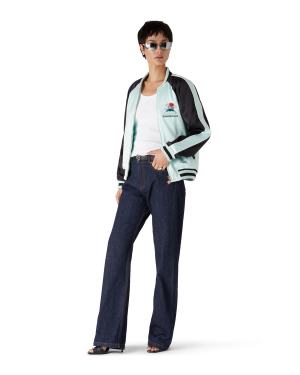 Embroidered Satin Bomber Jacket