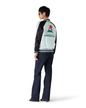 Embroidered Satin Bomber Jacket